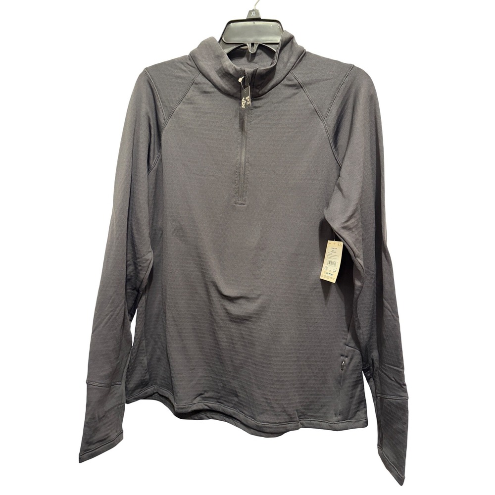 DSG Womens XL Run Grid 1/4 Zip Pullover Graphic Charcoal Fleece